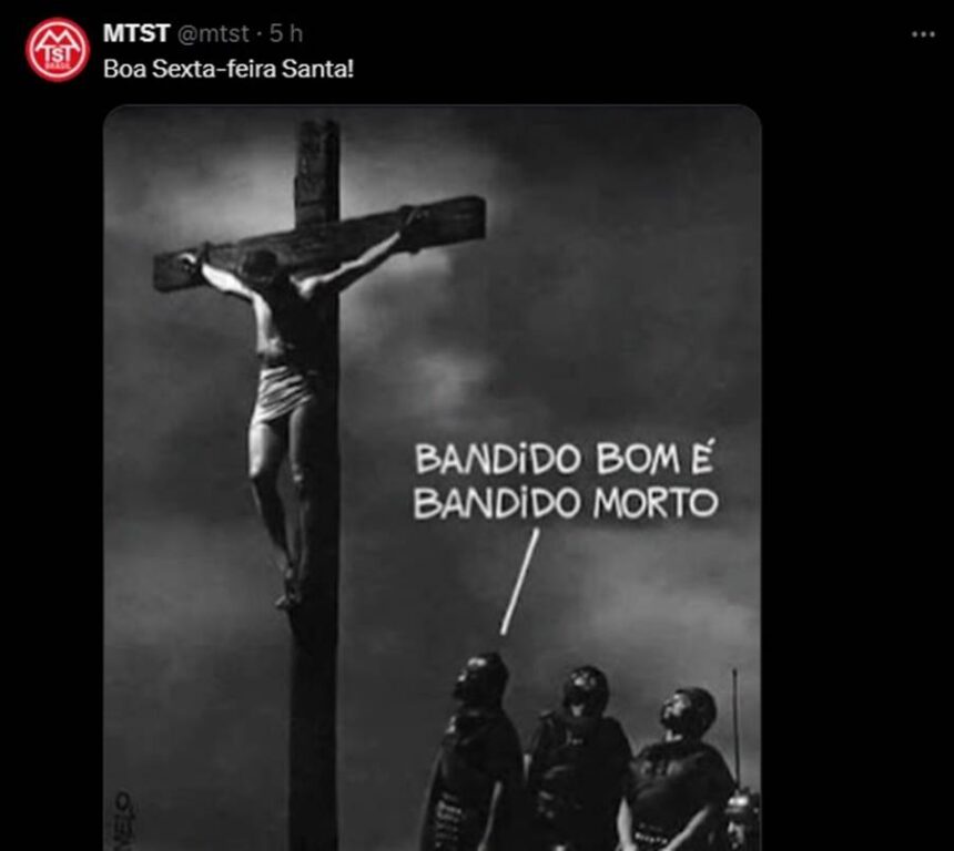 Em postagem nesta sexta-feira santa, MTST chama Jesus de bandido