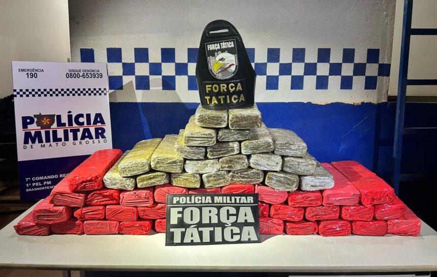 Polícia prende mulher com 56 quilos de maconha em Brasnorte