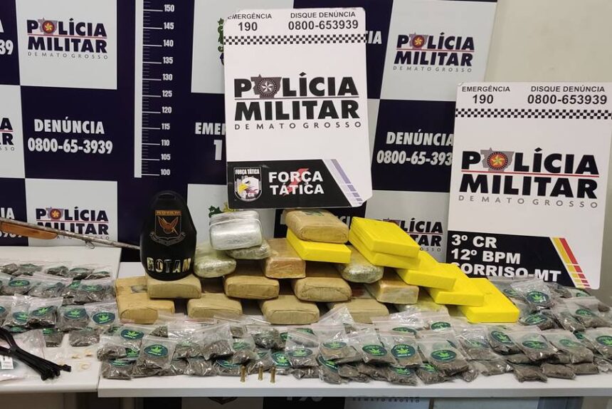 Dupla é presa com 21 tabletes e 270 porções de drogas em Sorriso-MT