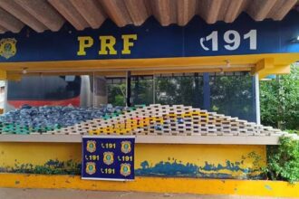 PRF apreende 287 Kgs de drogas em fundo falso de ônibus na BR-070