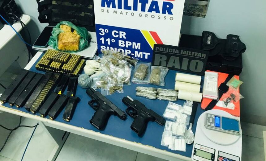 Polícia Militar prende homem com grande arsenal e drogas em Sinop