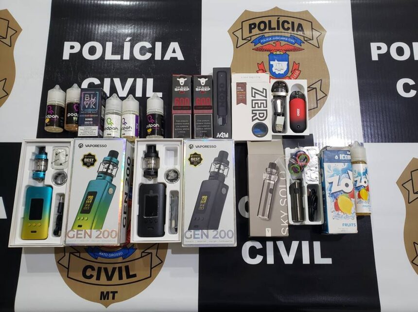 Polícia apreende cigarros eletrônicos em loja de Cuiabá