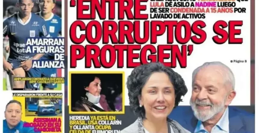 "Corruptos se protegem": Jornal peruano critica Lula após asilo concedido a ex-primeira-dama condenada