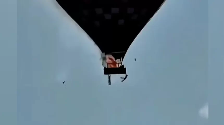 Novas imagens mostram pessoas pulando do balão que caiu em Santa Catarina