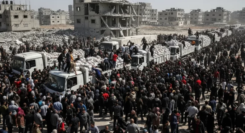 População faminta saqueia caminhões de comida na Faixa de Gaza
