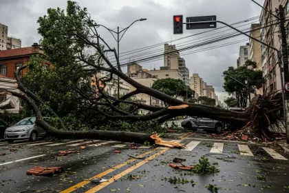Ventania provoca apagão, derruba árvores e causa transtornos em São Paulo