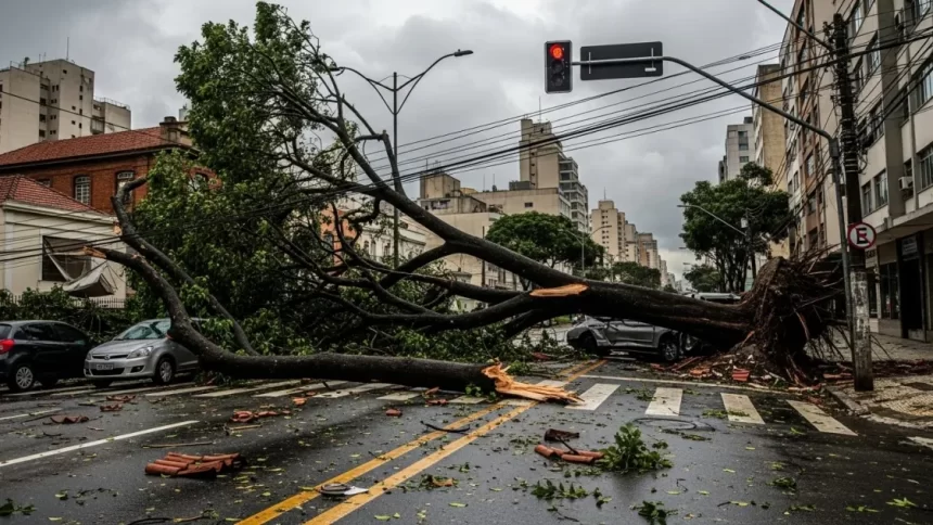 Ventania provoca apagão, derruba árvores e causa transtornos em São Paulo