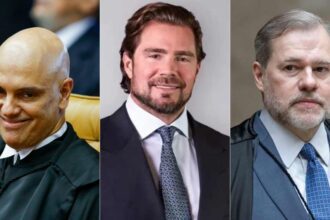 Ministro Alexandre de Moraes, Daniel Vorcaro, Dias Toffoli. Imagens: Redes Sociais.