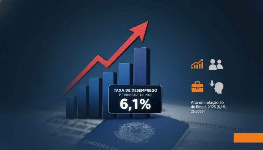 Taxa de desemprego sobe para 6,1% no primeiro trimestre de 2026, dados IBGE