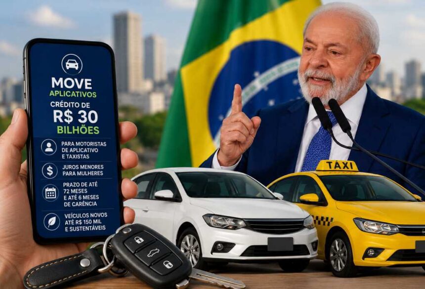 Lula anuncia crédito de R$ 30 bilhões para motoristas de aplicativo e taxistas