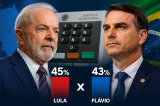 Lula 45% contra 43% de Flávio no 2º turno, pesquisa PoderData/Aya