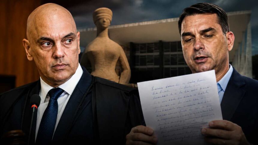 Moraes apura possível crime eleitoral após Flávio ler carta de Bolsonaro