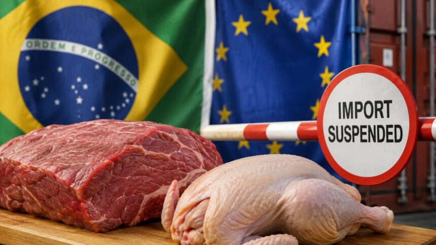 União Europeia suspende importação de carne bovina e aves do Brasil