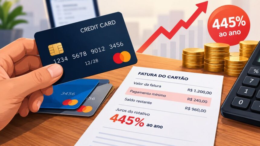 Juros do cartão de crédito bate novo recorde em 2026, aponta BC
