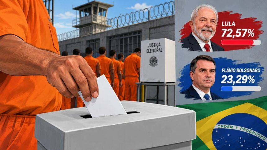 Lula teve 72,57% dos votos em presídios contra 23,29% de Flávio